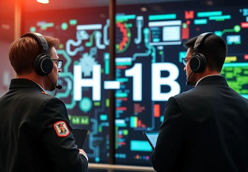 Representação visual de Gigantes da tecnologia alertam funcionários H-1B a permanecer nos EUA após mudanças de Trump